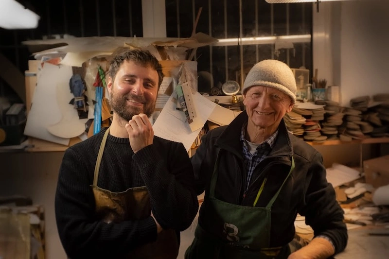 Damiano and Gian Marco Chiappini in their family's artisanal shoemaking workshop