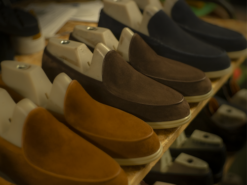 Handcrafted leather shoe lasts in the Chiappini family workshop in Montegranaro, Italy